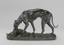 Greyhound Retrieving a Hare, model n.d., cast c. 1870/1873. Creator: Antoine-Louis Barye