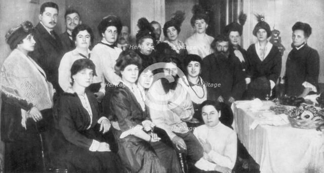 Grigori Rasputin and a group of women, 1917. Artist: Unknown