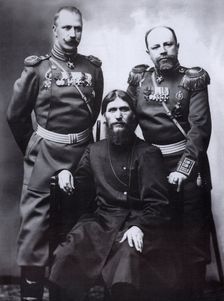 Grigori Rasputin, General Count Mikhail Putyatin (right) and Colonel Dmitriy Lotman, 1904-1905