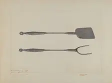 Griddlecake Turner and Fork, c. 1937. Creator: Edward L Loper