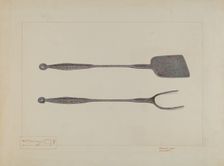 Griddlecake Turner and Fork, c. 1937. Creator: Edward L Loper