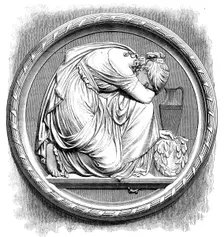 "Grief," by R. Siemering, Berlin, in the Royal Academy Exhibition, 1871. Creator: Unknown