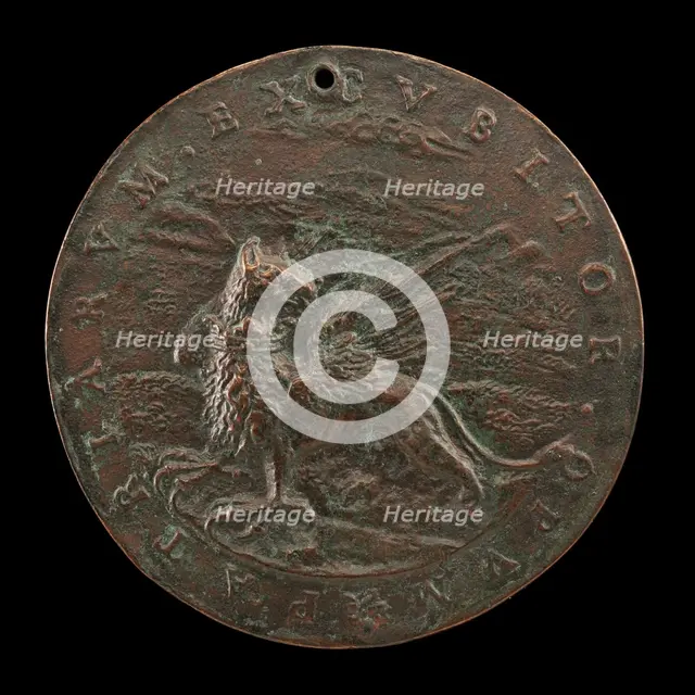 Griffin, Ducally Gorged, in a Landscape [reverse], 1577 or after. Creator: Bernardo Rantvic.