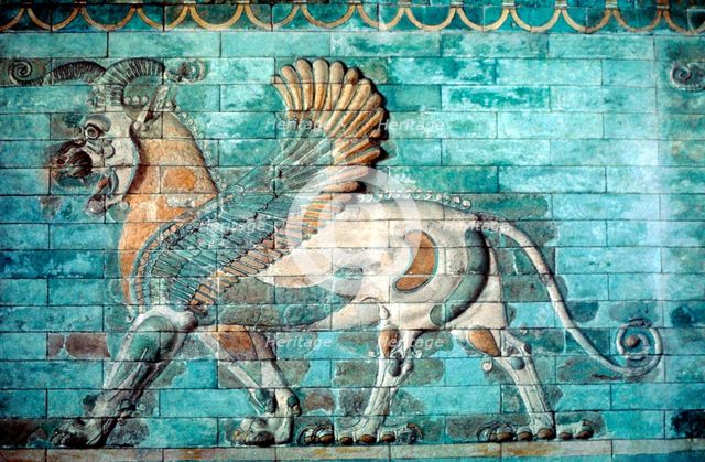 Griffin-lion relief in glazed brickwork, Achaemenid Period, Ancient Persia, 530-330 BC. Artist: Unknown