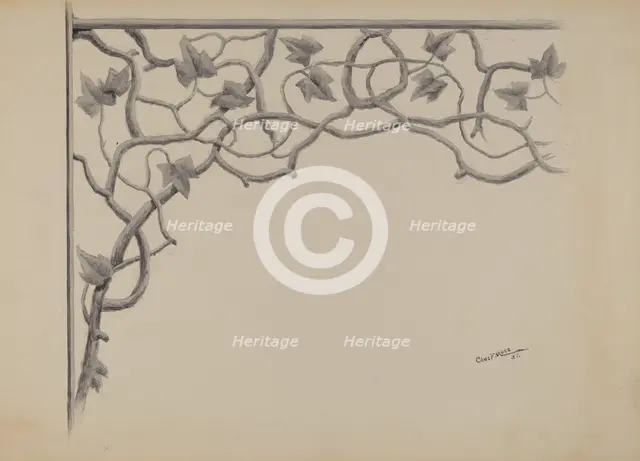 Grille on Porch, 1937. Creator: Charles Moss.