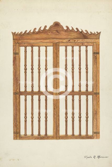 Grille Doors of Wood, c. 1937. Creator: Marius Hansen.