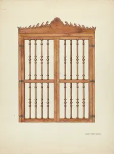 Grille Doors of Wood, c. 1939. Creator: Harry Mann Waddell