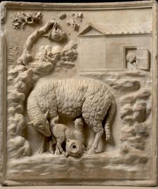 Grimani Relief: A sheep with her lamb, 1st century BC. Creator: Art of Ancient Rome, Classical sculpture