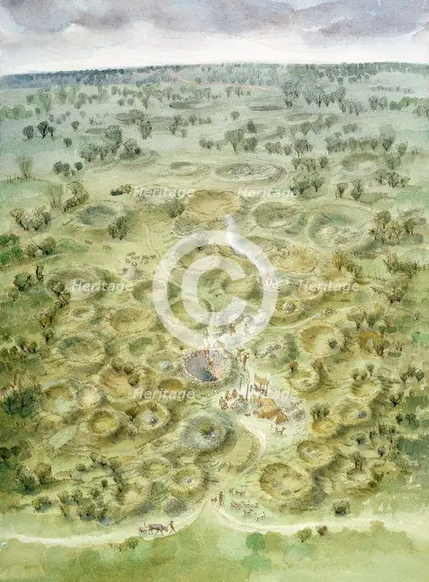 Grimes Graves, c2000 BC, (c1990-2010).  Artist: Judith Dobie.