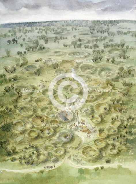 Grimes Graves, c2000 BC, (c1990-2010).  Artist: Judith Dobie.