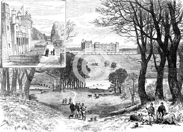 Grimsthorpe Castle, Lincolnshire, visited by the Prince and Princess of Wales, 1881. Creator: Unknown.