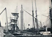 Grimsby - View of the Docks, with the Hydraulic Tower 1895