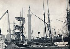 Grimsby - View of the Docks, with the Hydraulic Tower 1895