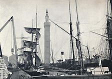 Grimsby - View of the Docks, with the Hydraulic Tower 1895