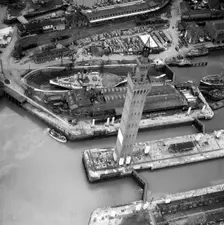 Grimsby Dock Tower, Lincolnshire, April 1950. Artist: Aerofilms