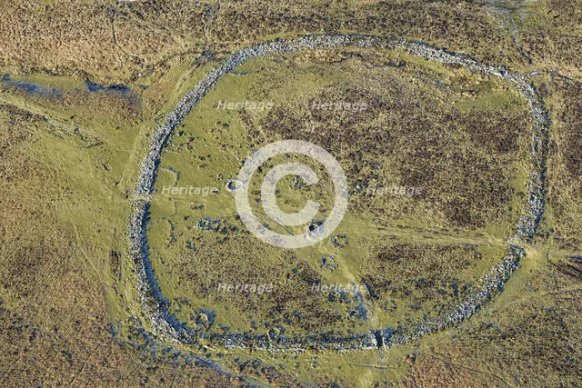 Grimspound, a partly enclosed stone hut circle settlement, Devon, 2024. Creator: Damian Grady.