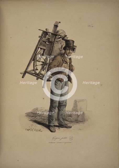 Grinder. From the Series "Cris de Paris" (The Cries of Paris), 1815. Creator: Vernet, Carle (1758-1836).