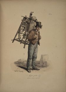 Grinder. From the Series "Cris de Paris" (The Cries of Paris), 1815. Creator: Vernet, Carle (1758-1836)