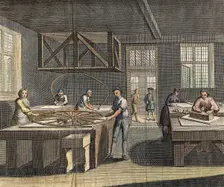 Grinding and polishing plate glass, 1760. Creator: Unknown