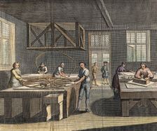 Grinding and polishing plate glass, 1760. Creator: Unknown