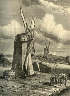 Grist Wind-Mills at East Hampton 1872. Creator: John Karst
