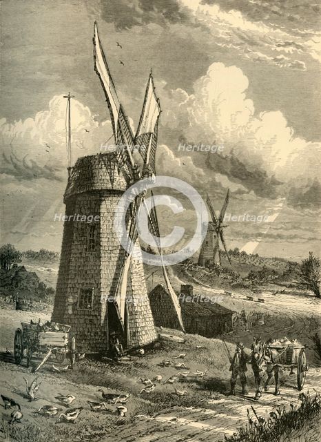 'Grist Wind-Mills at East Hampton', 1872. Creator: John Karst.