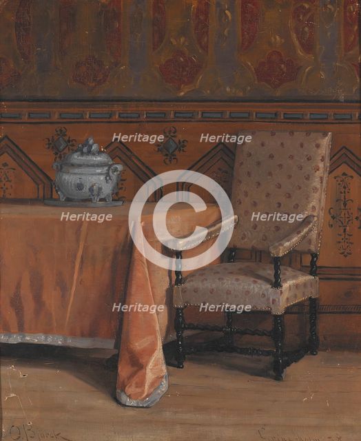 Gripsholm castle, council hall, 1878. Creator: Oscar Bjorck.