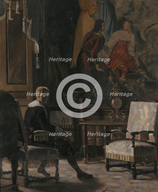 Gripsholm Castle, interior from the King's bedchamber, c19th century. Creator: Oscar Bjorck.