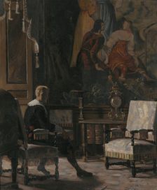 Gripsholm Castle, interior from the King's bedchamber, c19th century. Creator: Oscar Bjorck