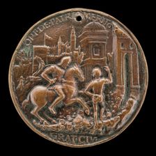 Gritti Before the Breached City Wall [reverse], 1512/1516. Creator: Giovanni Falier