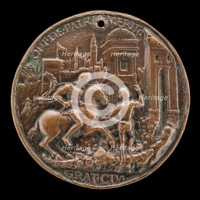 Gritti Before the Breached City Wall [reverse], 1512/1516. Creator: Giovanni Falier.