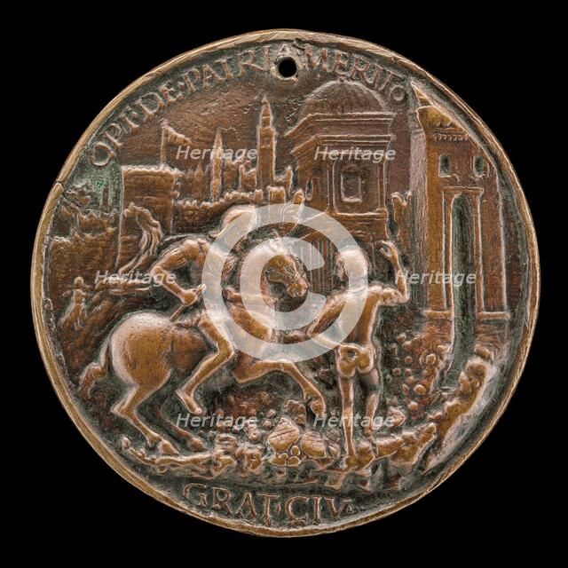 Gritti Before the Breached City Wall [reverse], 1512/1516. Creator: Giovanni Falier.