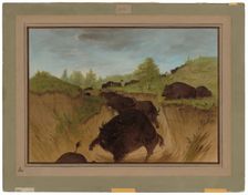 Grizzly Bears Attacking Buffalo, 1861/1869. Creator: George Catlin