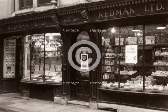 Grocer’s shop front, Pavement, York, Yorkshire, 1963. Artist: Unknown