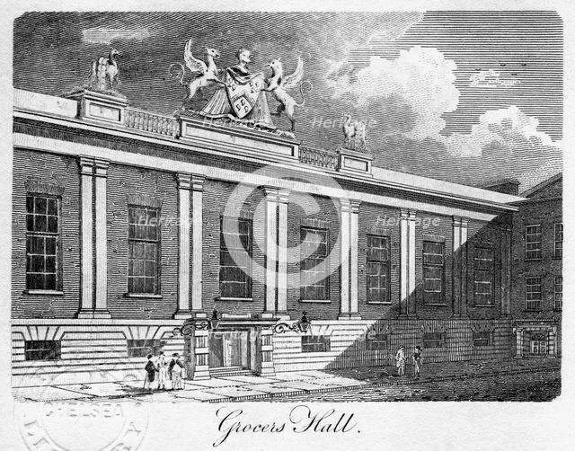 Grocers' Hall, City of London, 1811.Artist: Sands