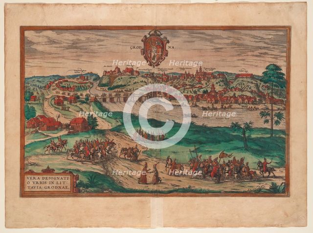 Grodno (From: Civitates orbis terrarium), 1577. Artist: Braun, Georg (1541-1622)