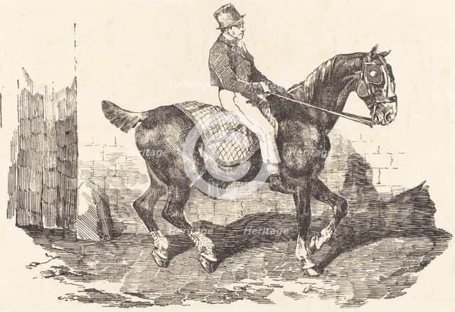 Groom Mounted on a Carriage-Horse (Cheval de carrosse monte par un palfrenier), 1820. Creator: Theodore Gericault.