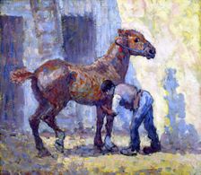 Grooming Horse, 1909. Creator: Robert Polhill Bevan