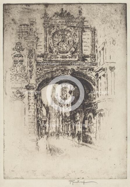 Grosse Horloge, Rouen, 1907. Creator: Joseph Pennell.