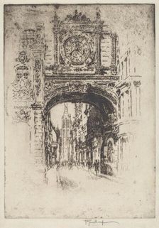 Grosse Horloge, Rouen, 1907. Creator: Joseph Pennell