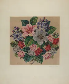 Gros Point Needlework - Flowers, c. 1939. Creators: Ivar Julius, Albert Rudin