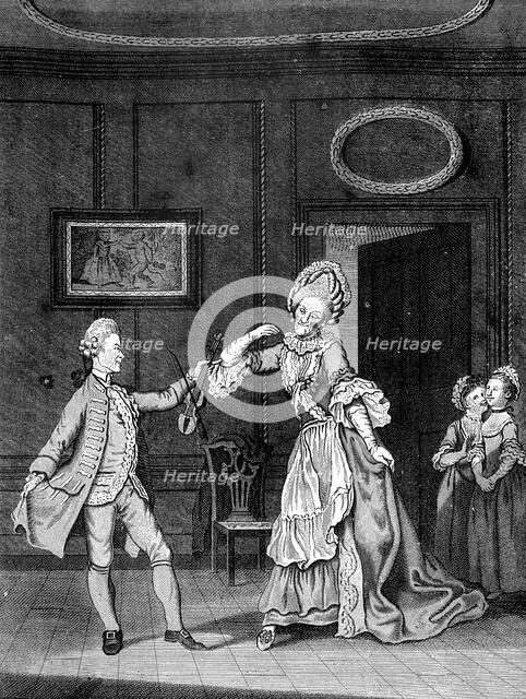 'Grown Ladies Taught to Dance', 1750. Artist: Rennoldson