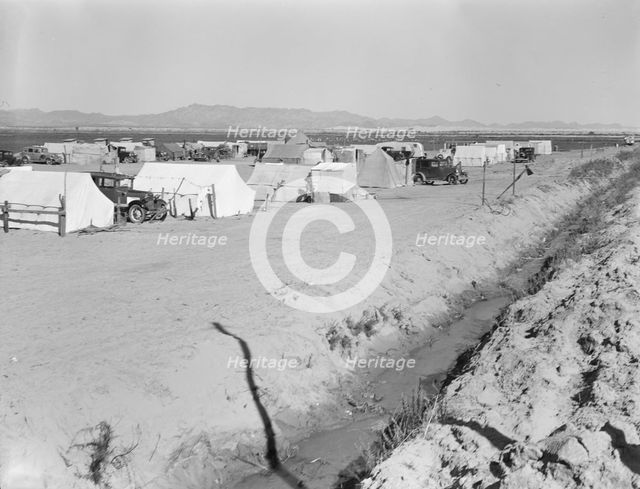 Grower's camp for pickers on large pea ranch..., near Calipatria, Imperial Valley, California, 1939. Creator: Dorothea Lange.