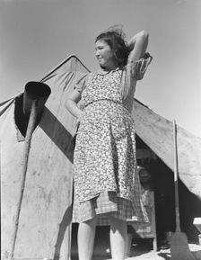 Grower's camp for migrant labor on the edge of the pea fields, near Calipatria, CA, 1939. Creator: Dorothea Lange
