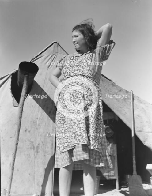 Grower's camp for migrant labor on the edge of the pea fields, near Calipatria, CA, 1939. Creator: Dorothea Lange.