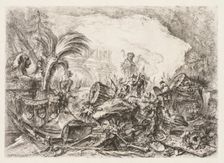 Groteschi: Ruins with a Statue of a Faun and a Fallen Column, ca. 1745-50. Creator: Giovanni Battista Piranesi (Italian, 1720-1778)