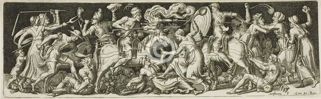 Grotesque Battle, from Combats and Triumphs, 1561/72. Creator: Etienne Delaune.