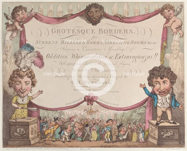 Grotesque Borders for Screens, Billiard Rooms, Dressing Rooms, &c &c, 1799-1800., 1799-1800. Creator: Thomas Rowlandson.