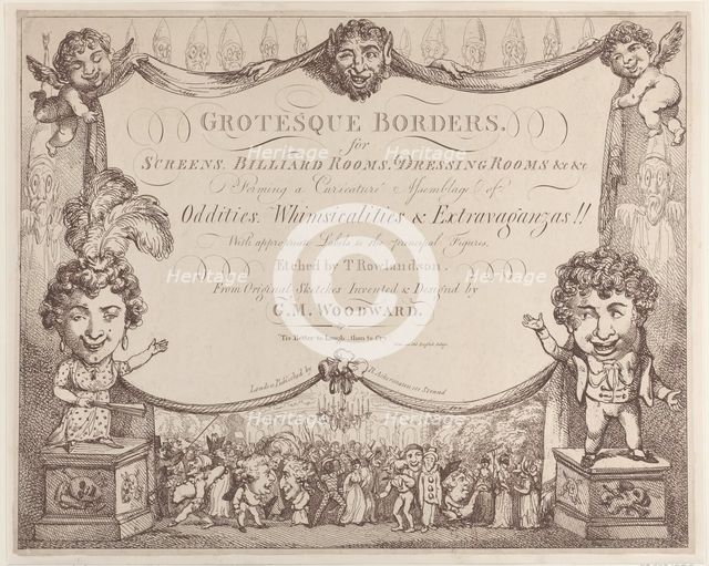 Grotesque Borders for Screens, Billiard Rooms, Dressing Rooms, &c &c, 1799-1800., 1799-1800. Creator: Thomas Rowlandson.