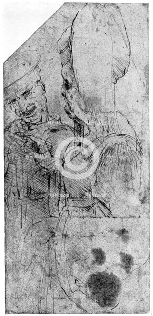 Grotesque couple, late 15th or early 16th century (1954).Artist: Leonardo da Vinci